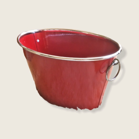 Vintage Decorative Red Aluminum Container